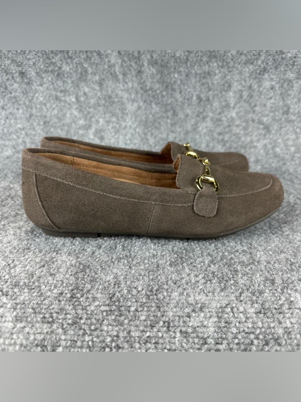 Vionic Bibiana Suede Loafers Womens 7.5 Greige Gray Horsebit Comfort Orthotic - Picture 3 of 15